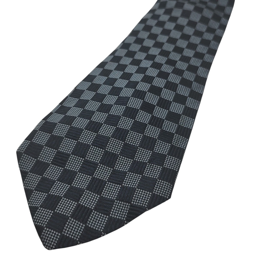 Silk Grosvenor‎ London Tie Blue Checkered Necktie Made In Italy